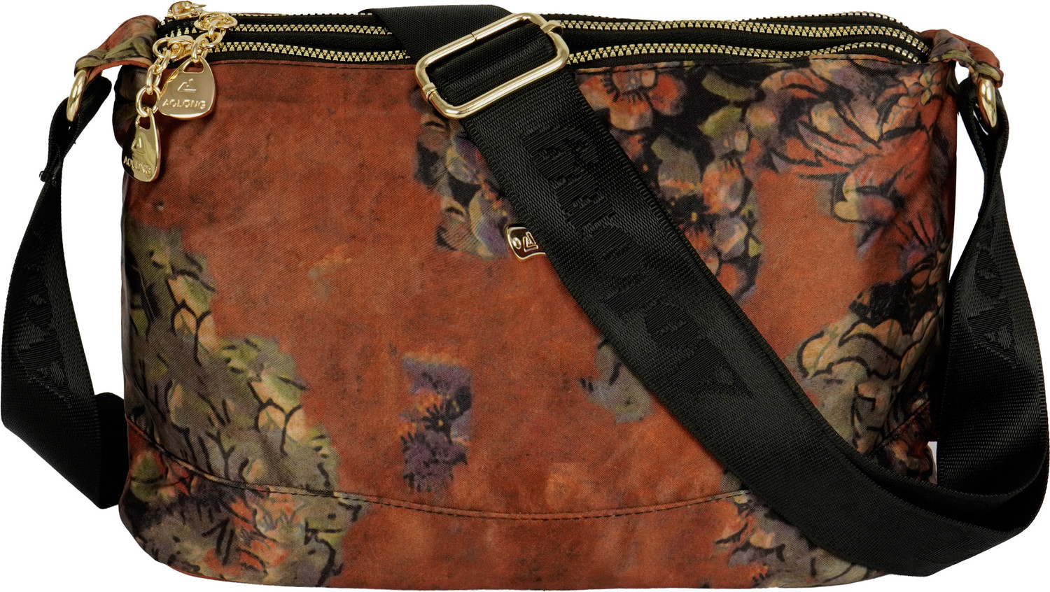 Image of STORITE Brown Sling Bag Crossbody Bag with Multi-Compartment With Adjustable Shoulder Strap