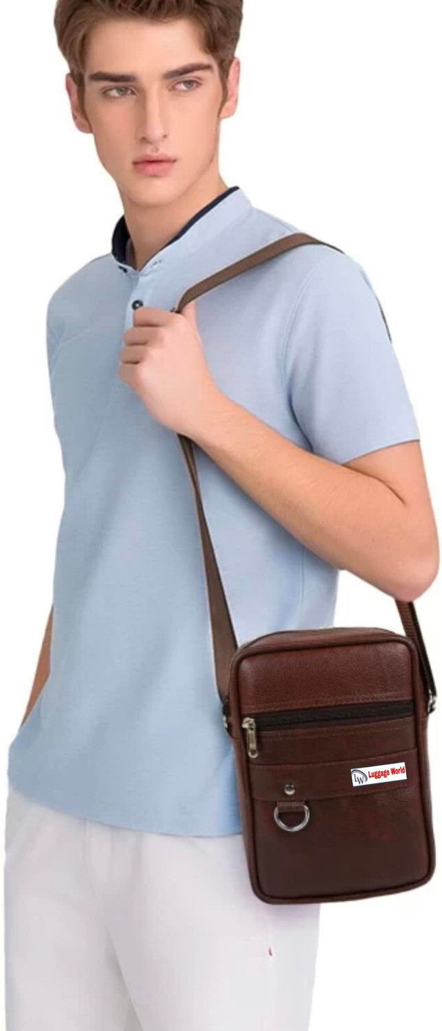Image of LUGGAGE WORLD Brown Sling Bag Cross-Body Sling Kit Messenger Bag|Side Bag|Men Women Stylish Small Travel