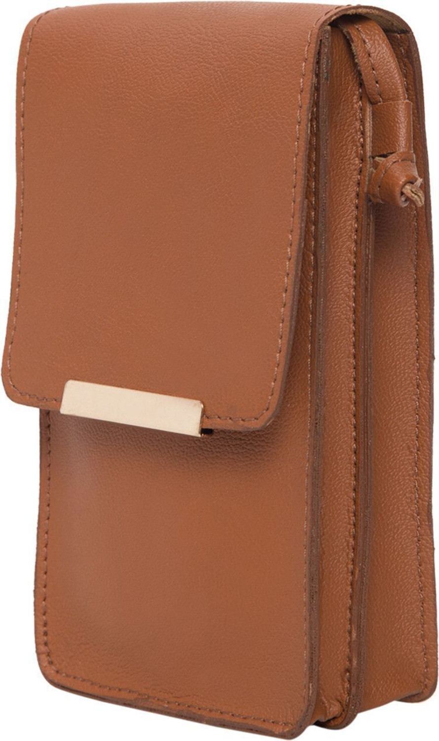 Image of lichi Tan Sling Bag Stylish Vegan Leather Ladies Purse for Mobile Cell Phone