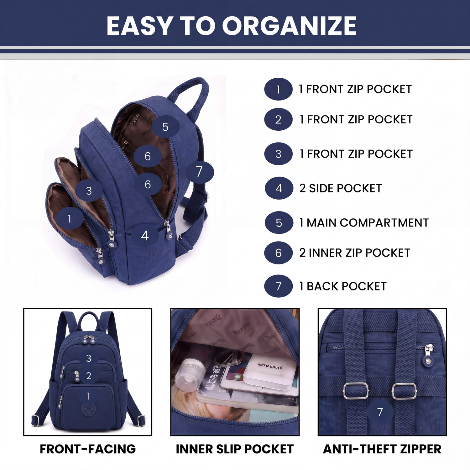 Image of TS WITH TECHSUN Stylish Backpack for Women & Girls Multipocket Daypack for Travel, Office, Work 10.3 L Backpack