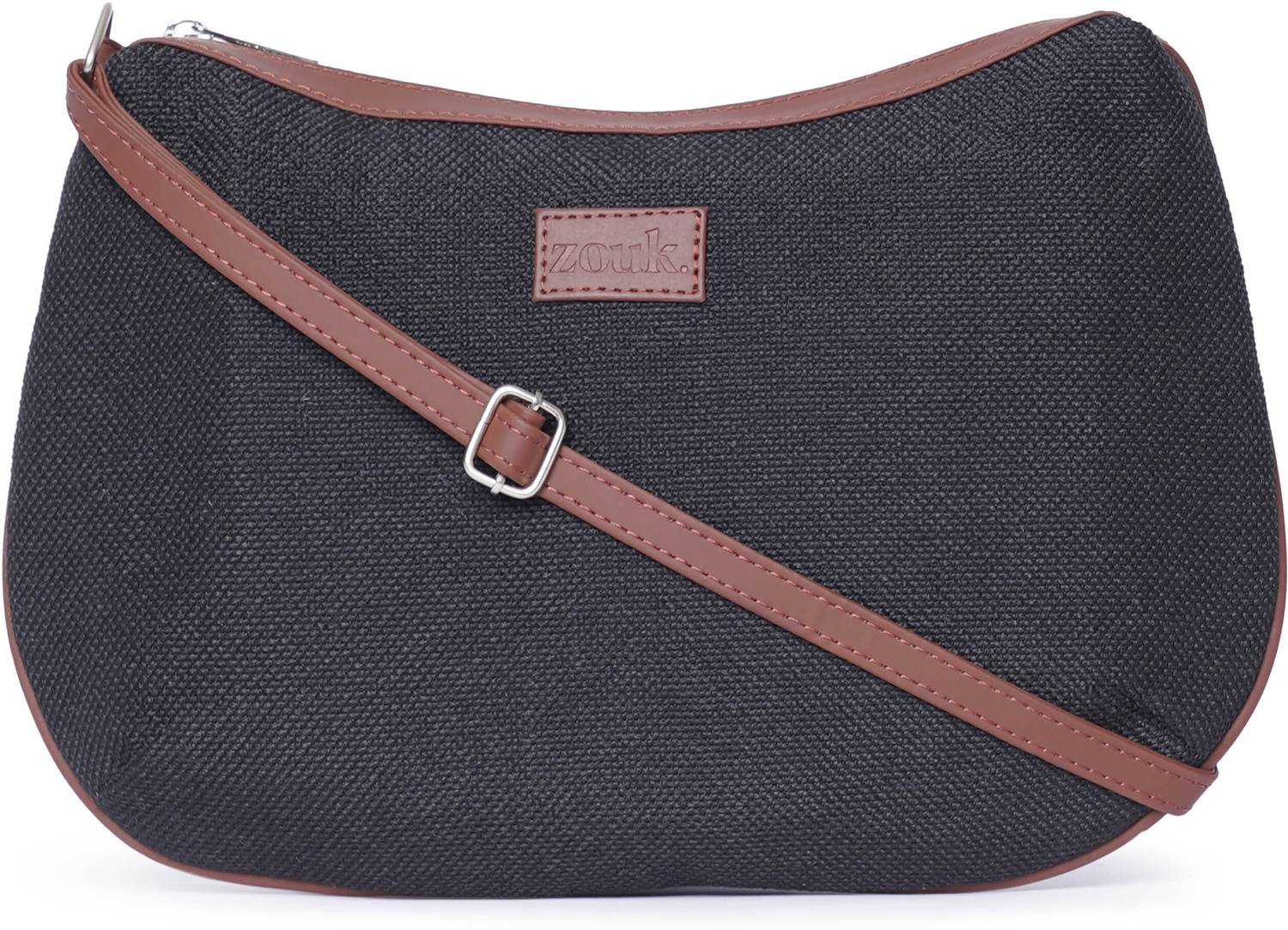 ZOUK Black Shoulder Bag Jet Black Structured Shoulder Bag Black