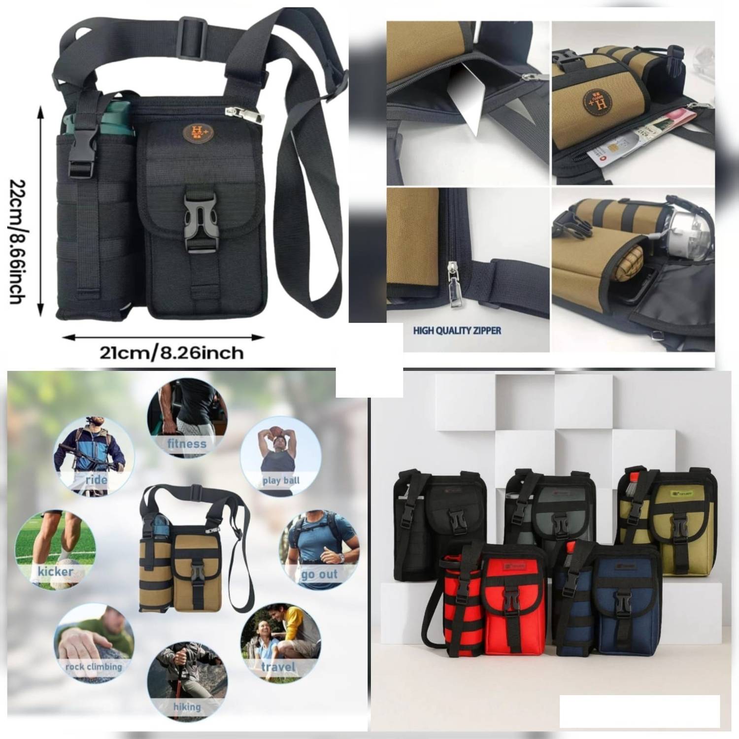 ARKONNECT Multicolor Shoulder Bag with Water Bottle Holder PACK OF