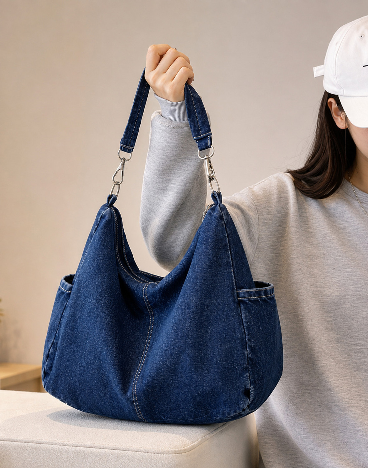Image of HaveGlam Blue Messenger Bag new denim 2 pocket handbag