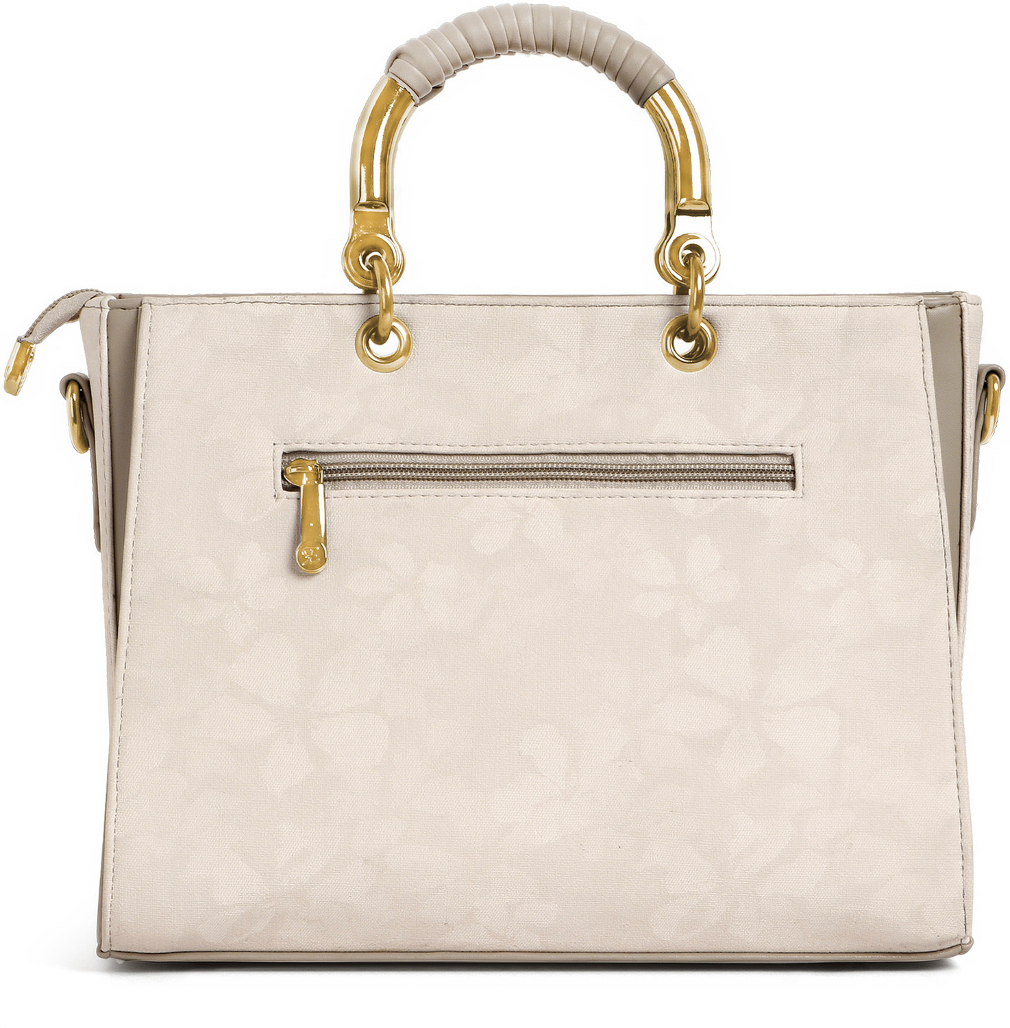 Image of Exotic Premium White Tote Beautiful Floral Embossed Signature Handbag