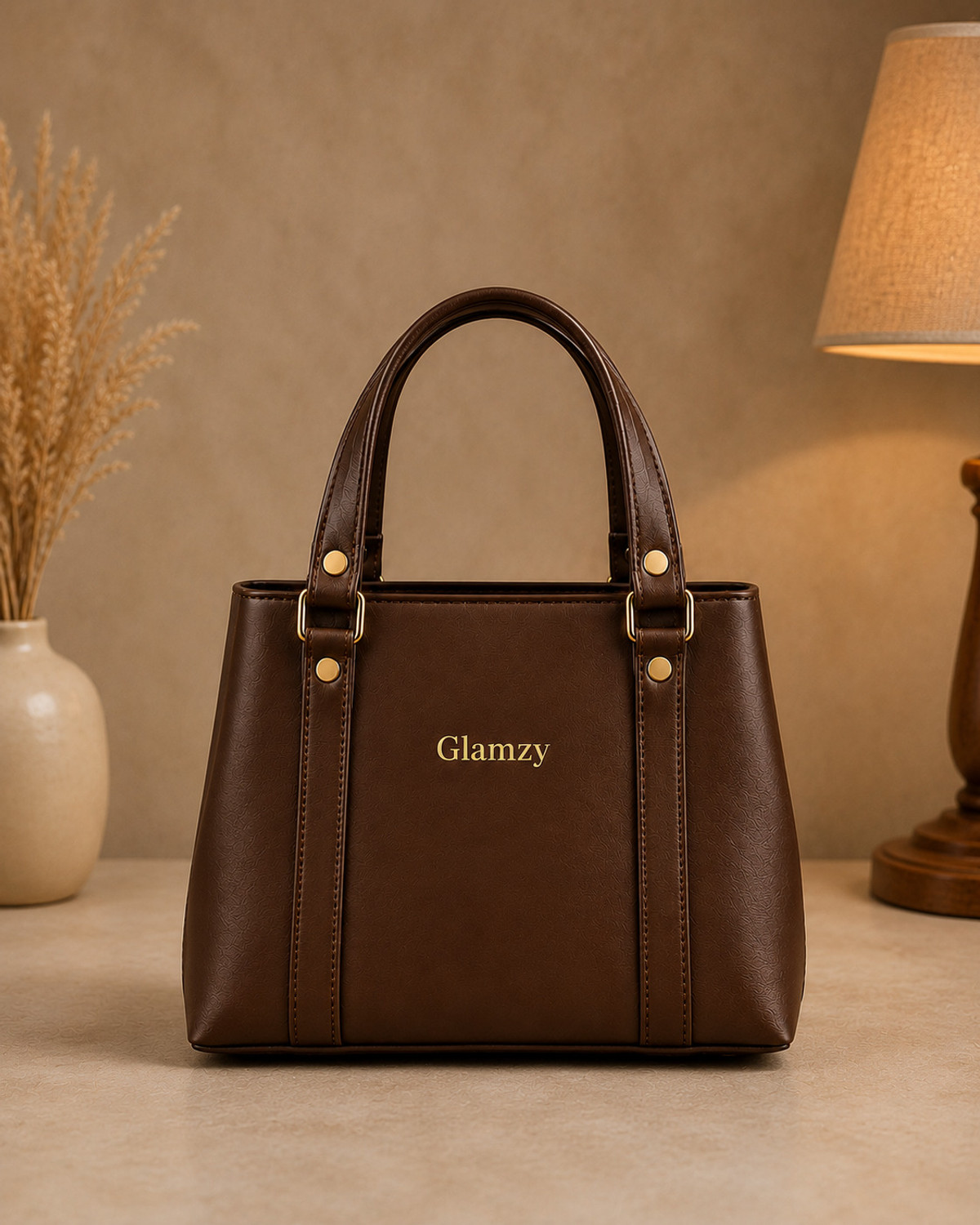 Image of GLAMZY Brown Hand-held Bag mini hand bag