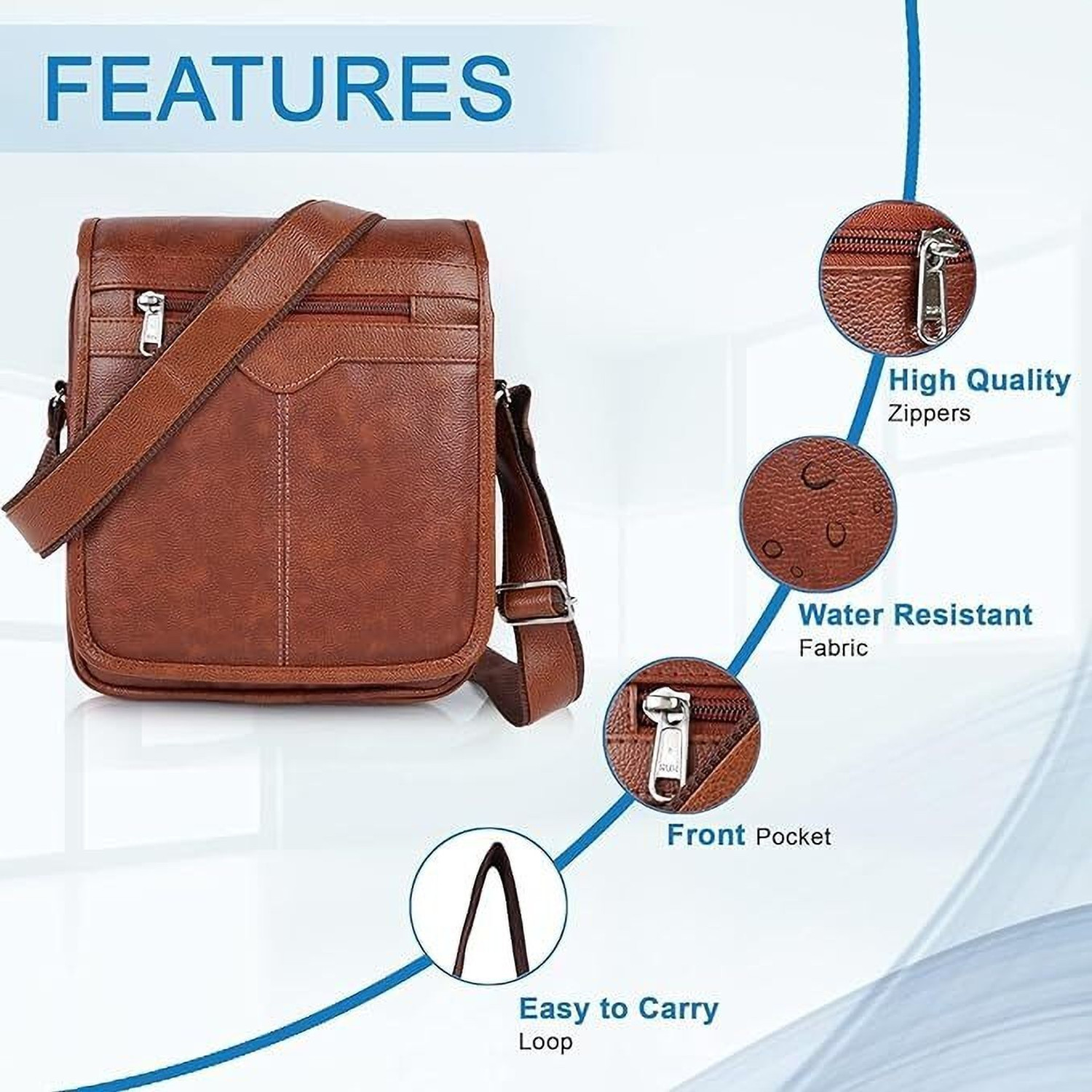 Image of Ronex Tan Sling Bag Pu-Leather Crossbody Bag For Travel Office Going Boys And Girls