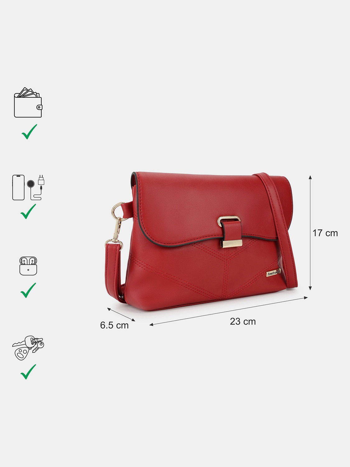 Image of Fastrack Red Sling Bag Solid
