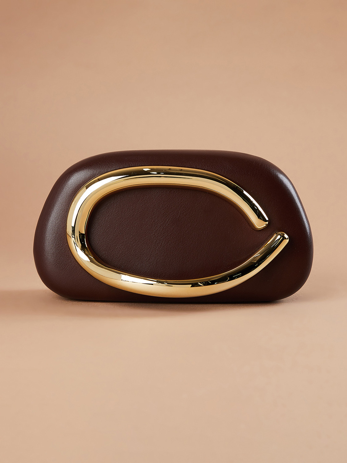 Image of CODE by Lifestyle Brown Clutch Box Clutch with Strap