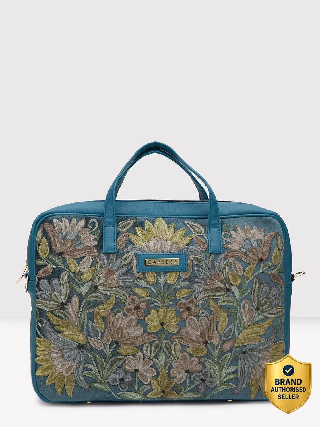 Caprese Green Tote TRESNA EMBROIDERY LAPTOP TOTE GREEN HANDBAG