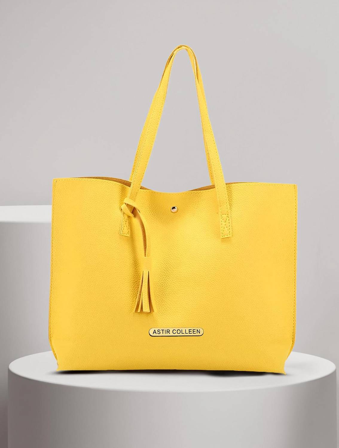 ASTIR COLLEEN Yellow Tote Vegan Leather Women's Tote Bag