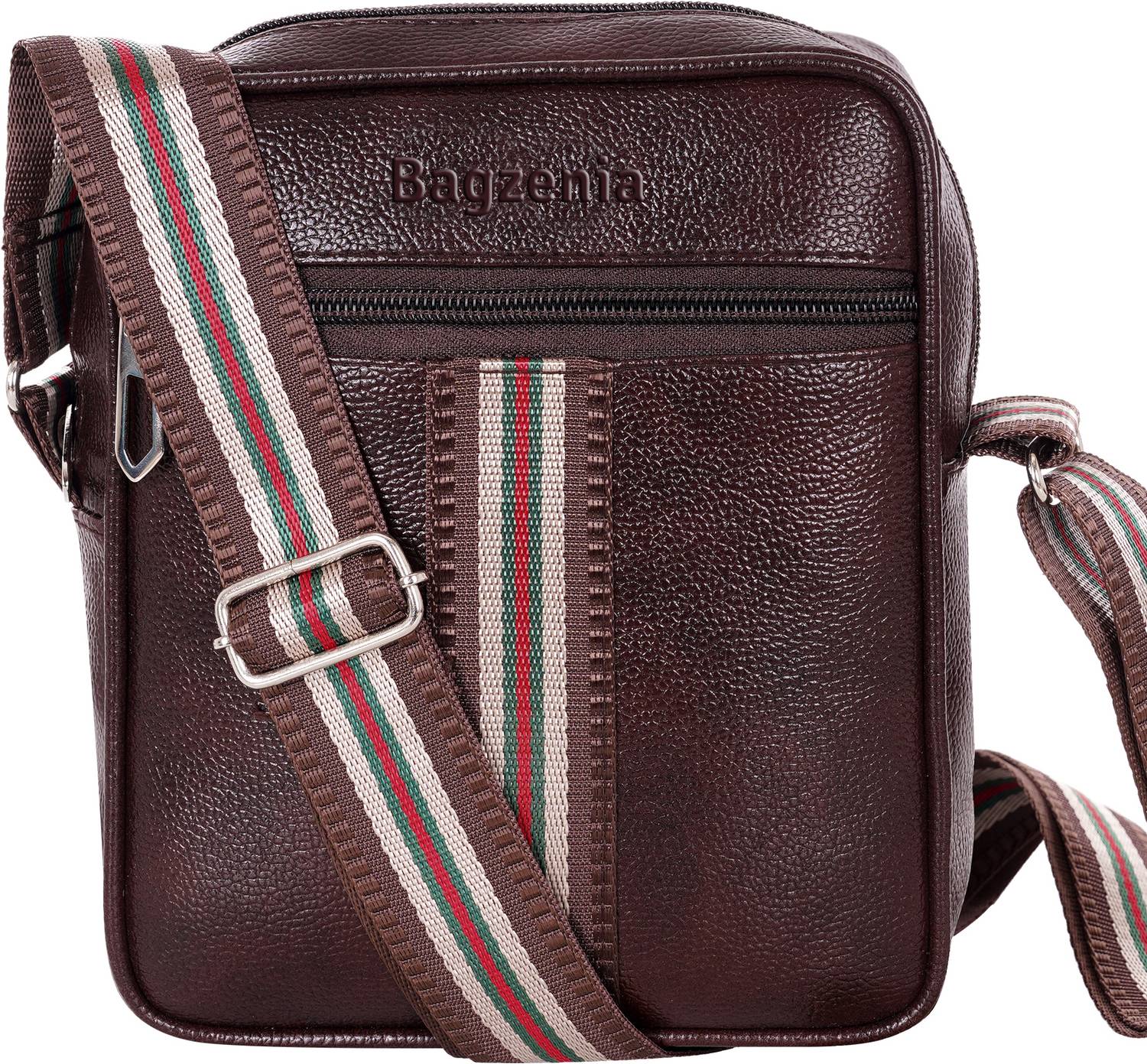 Bagzenia Brown Messenger Bag Vegan Leather Crossbody Shoulder Bag