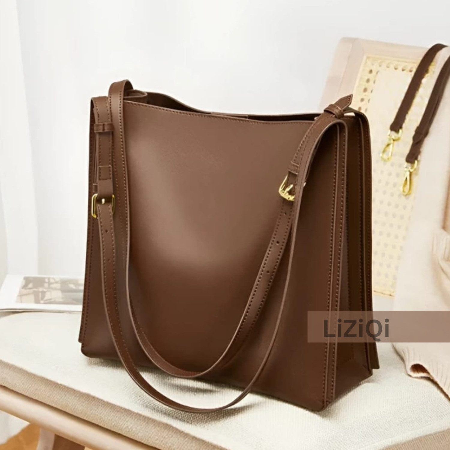 Image of LIZIQI Brown Tote Stylish Long Korean sling Bags | college bags black handbag for women