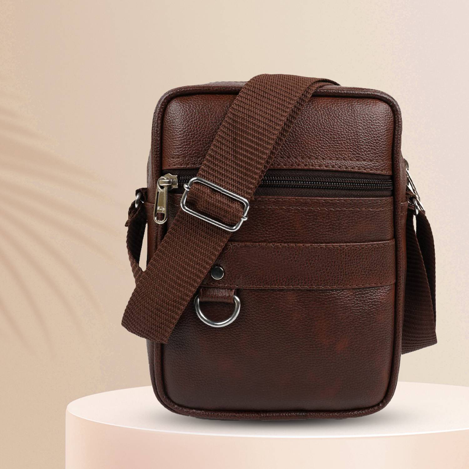ZipCraze Brown Sling Bag Mini Cube Sling Bag for Men Cross body Mobile Side Bags Travel Chest Bags