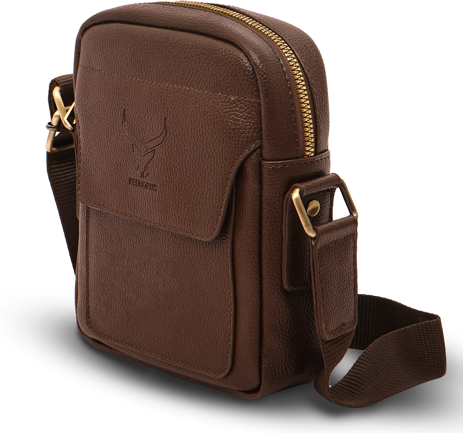 Image of REDHORNS Brown Sling Bag Faux Leather Crossbody Sling Bag
