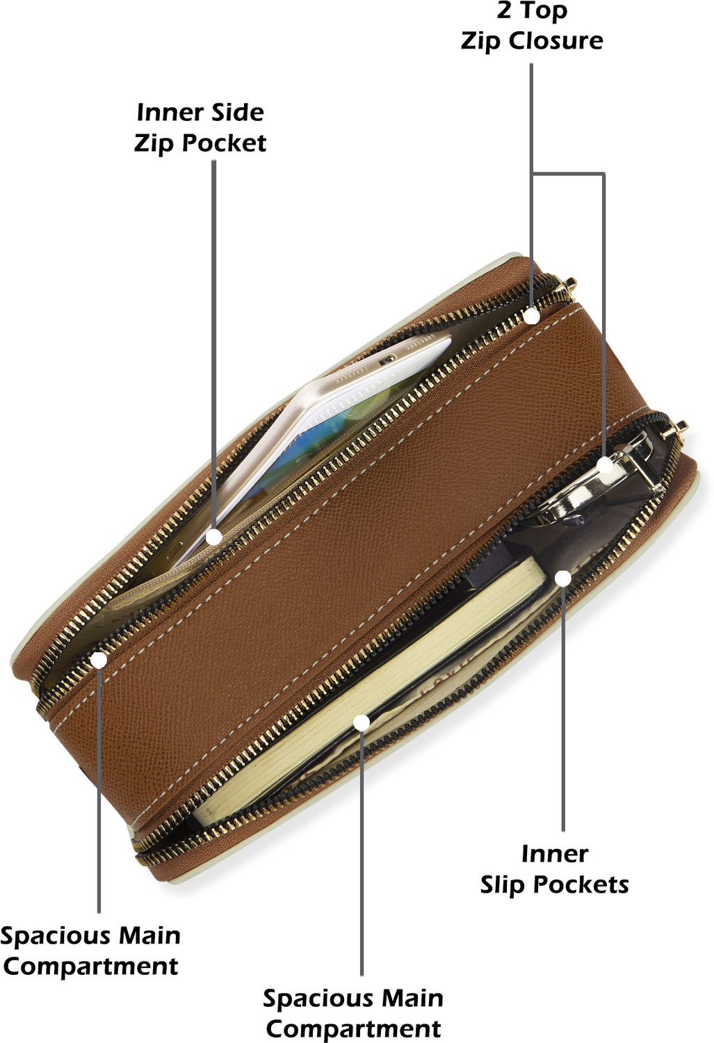 Image of Lavie Luxe White Sling Bag Mono Fenny