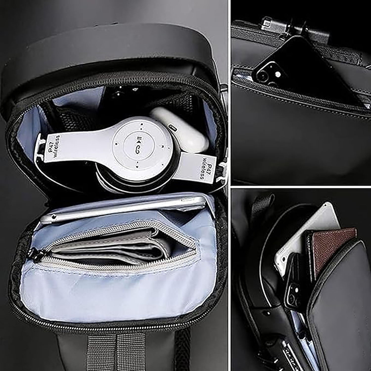 Image of WILDHORN Black Shoulder Bag Sling Crossbody Bag for Men, Stylish Chest Shoulder Bag for Men Women