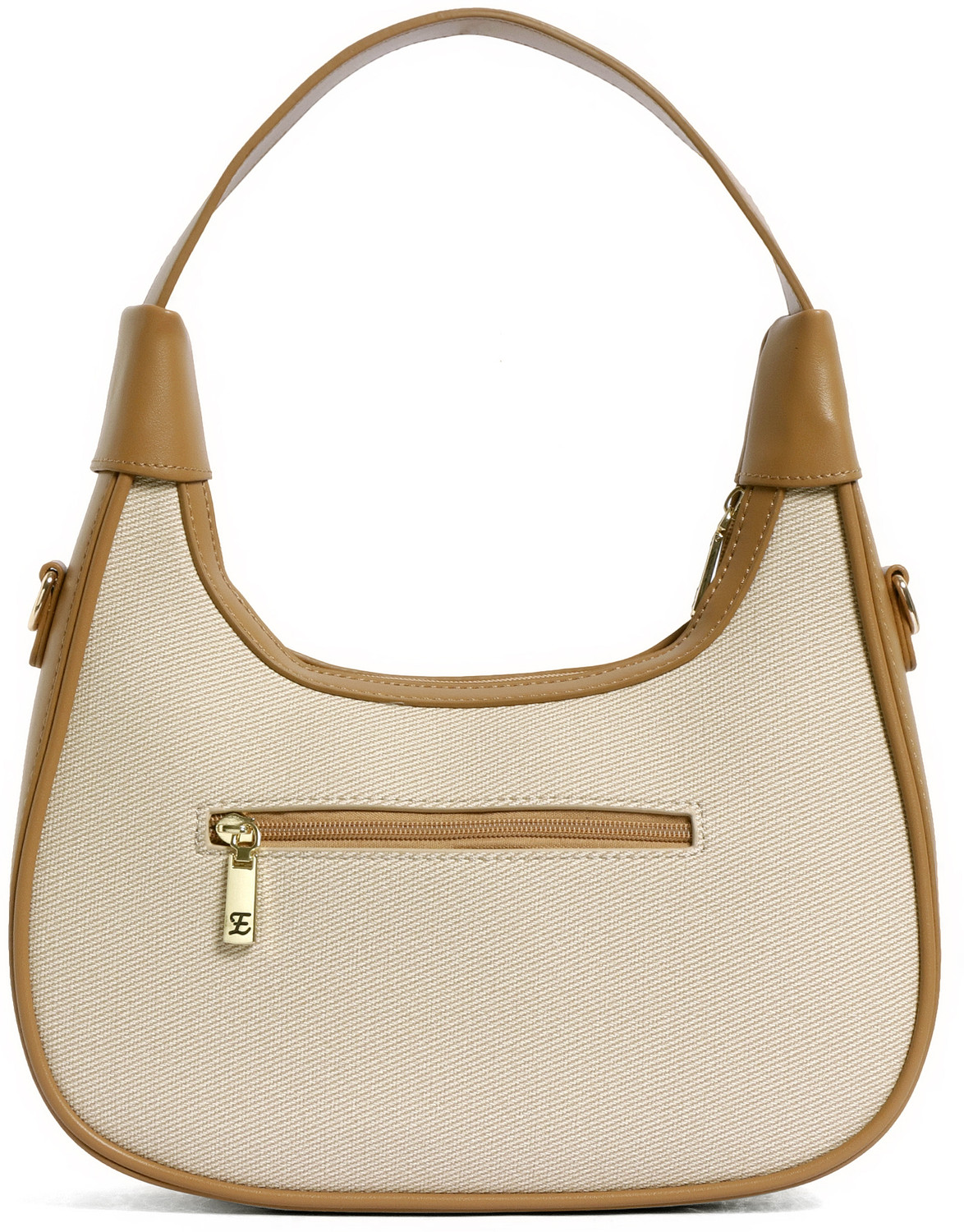 Image of Exotic Beige Shoulder Bag Urban Grace Crescent Charm Handbag - Luna Collection