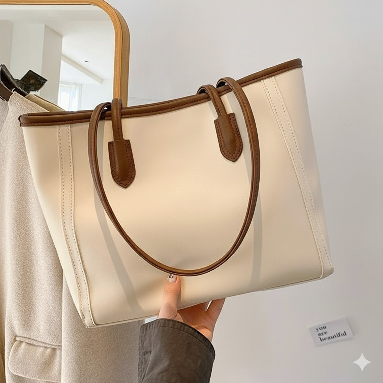 Image of Duniya Tan Tote HANDBAG AND SLING BAG FOR WOMEN AND GIRLS