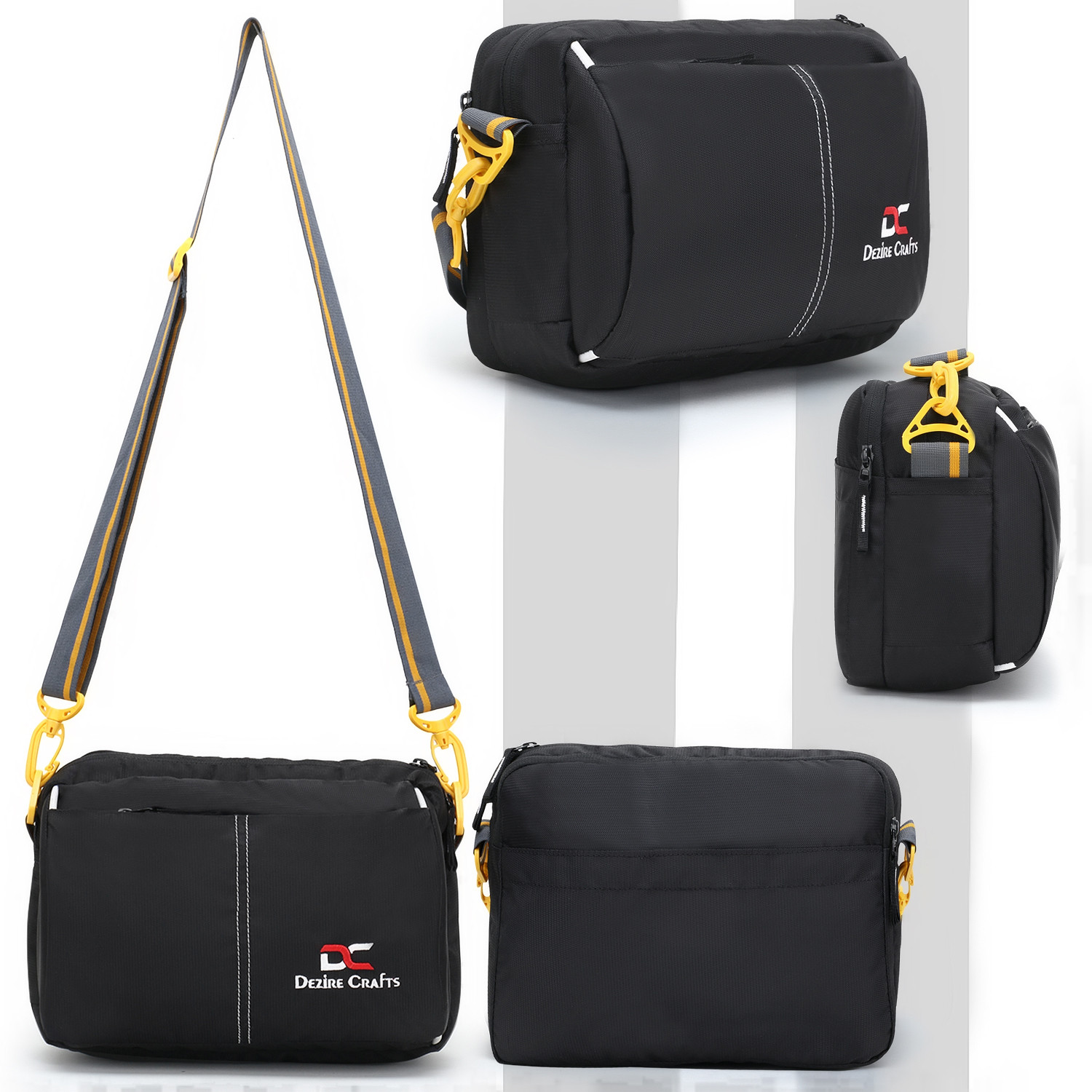 Image of DEZiRE CRAfTS Black Sling Bag Stylish Shoulder Crossbody Chest Messenger Bag Waterproof for Men and Women