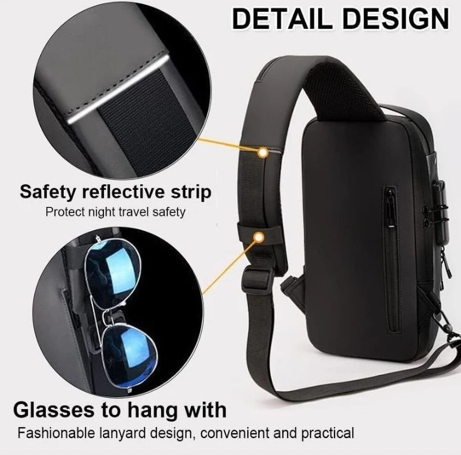 Image of Trisha Traders Black Men & Women Sling Bag Anti-Theft Crossbody Sling Bag / Chest Backpack