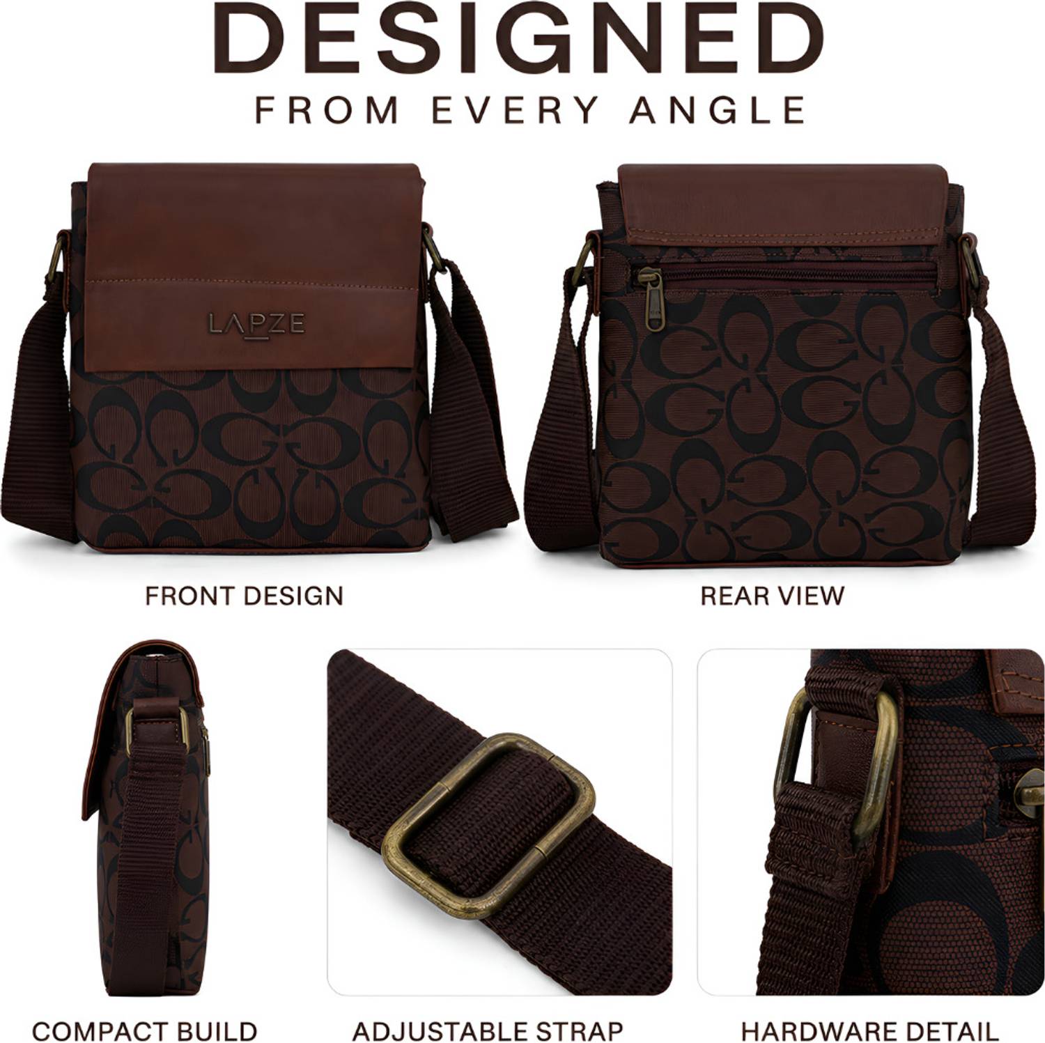 LAPZE Brown Sling Bag - Image 3