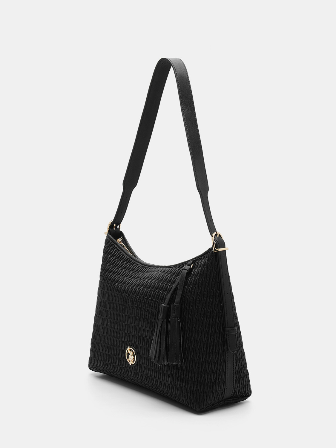 Image of U.S. POLO ASSN. Black Women Shoulder Bag Bridget Black Solid Finish Handbag