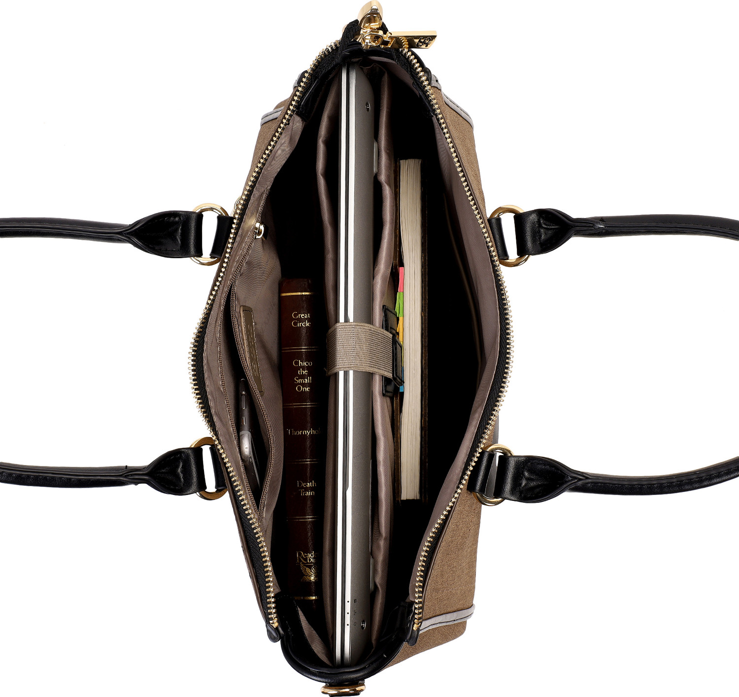Image of Exotic Brown Tote Structured Handbag for Women Spacious Work & Laptop Elara Tote Bag