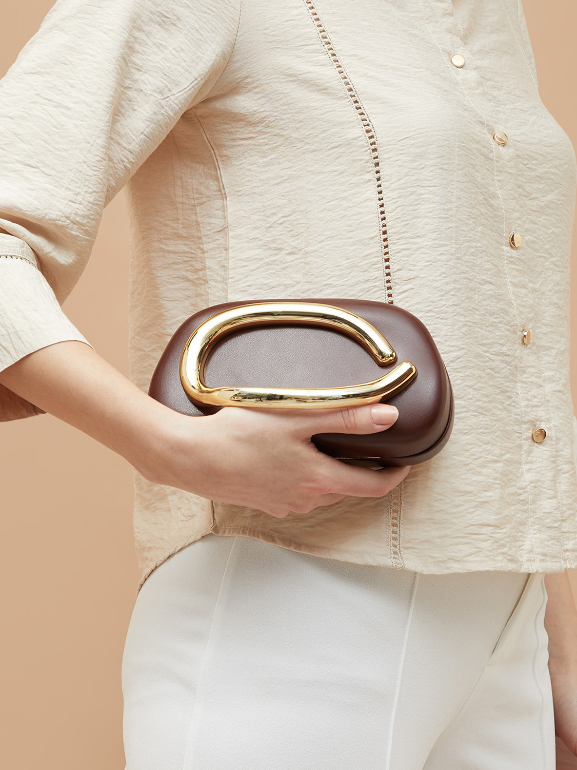 Image of CODE by Lifestyle Brown Clutch Box Clutch with Strap