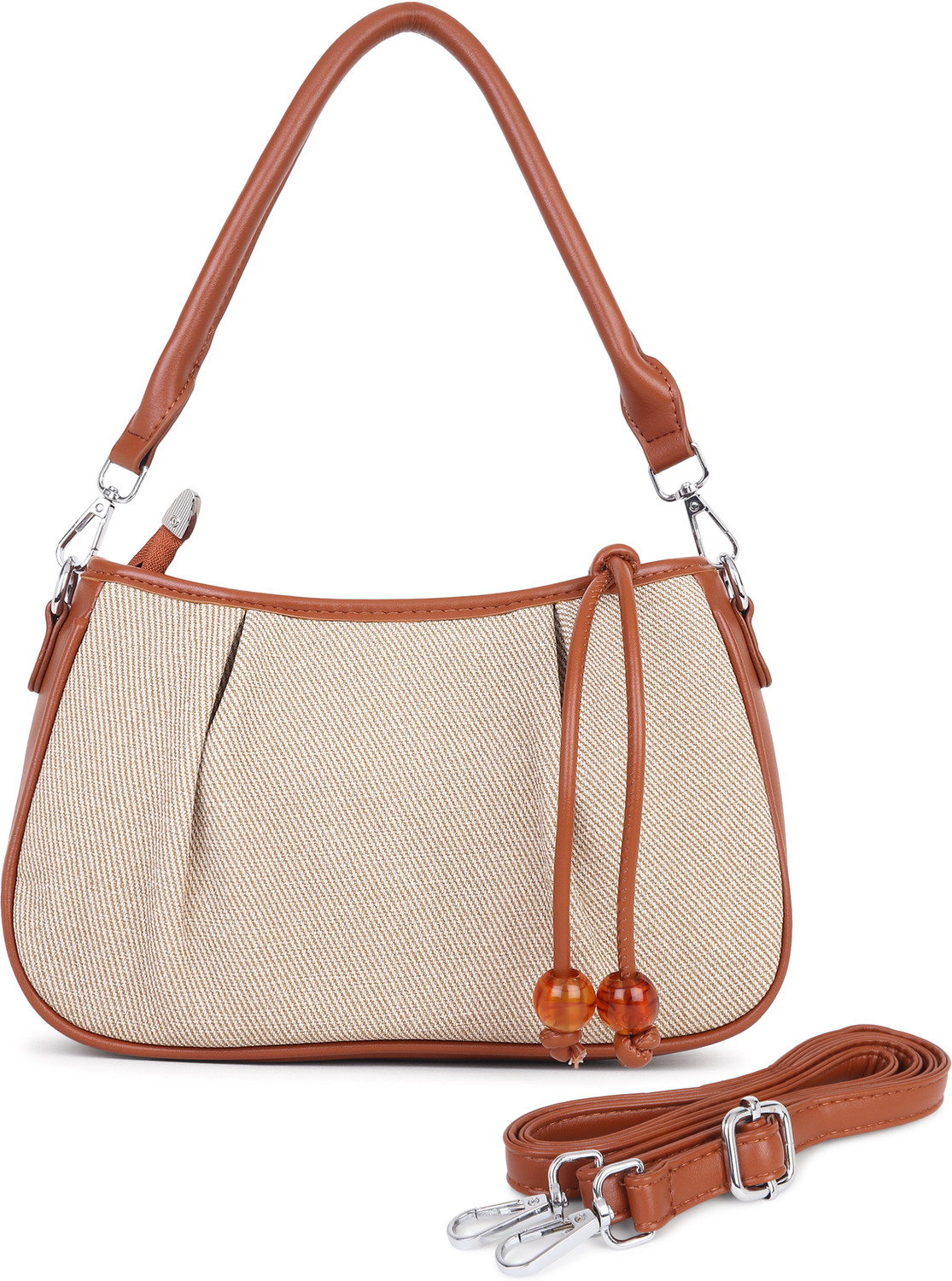 Image of Pramadda Pure Luxury Tan Shoulder Bag Stylish Jade Sling Crossbody handbag purse for women girls.