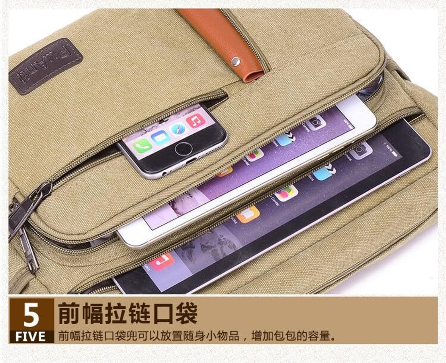 Image of MOMISY Khaki Sling Bag Canvas Sling Bag