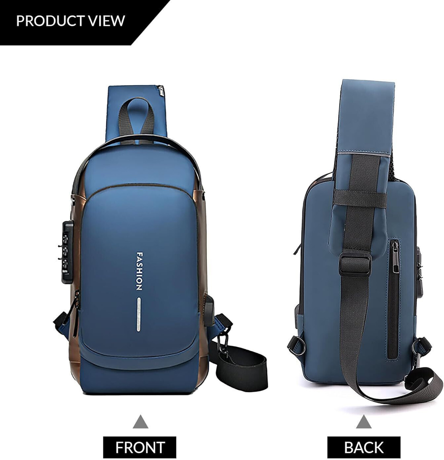 Image of ALMURAT Blue Shoulder Bag USB charging bag Charging backpack with power bank Tech port Backpack