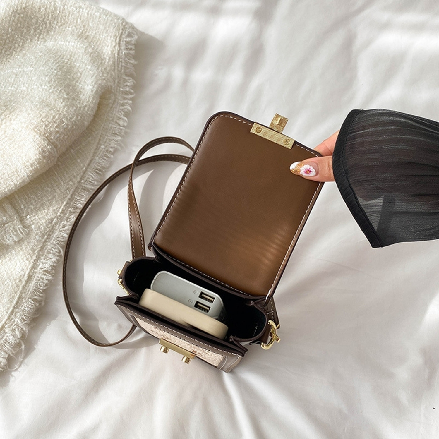 Image of Diva Dale Brown, Black Sling Bag Stylish Trendy Premium Party-Wear Casual