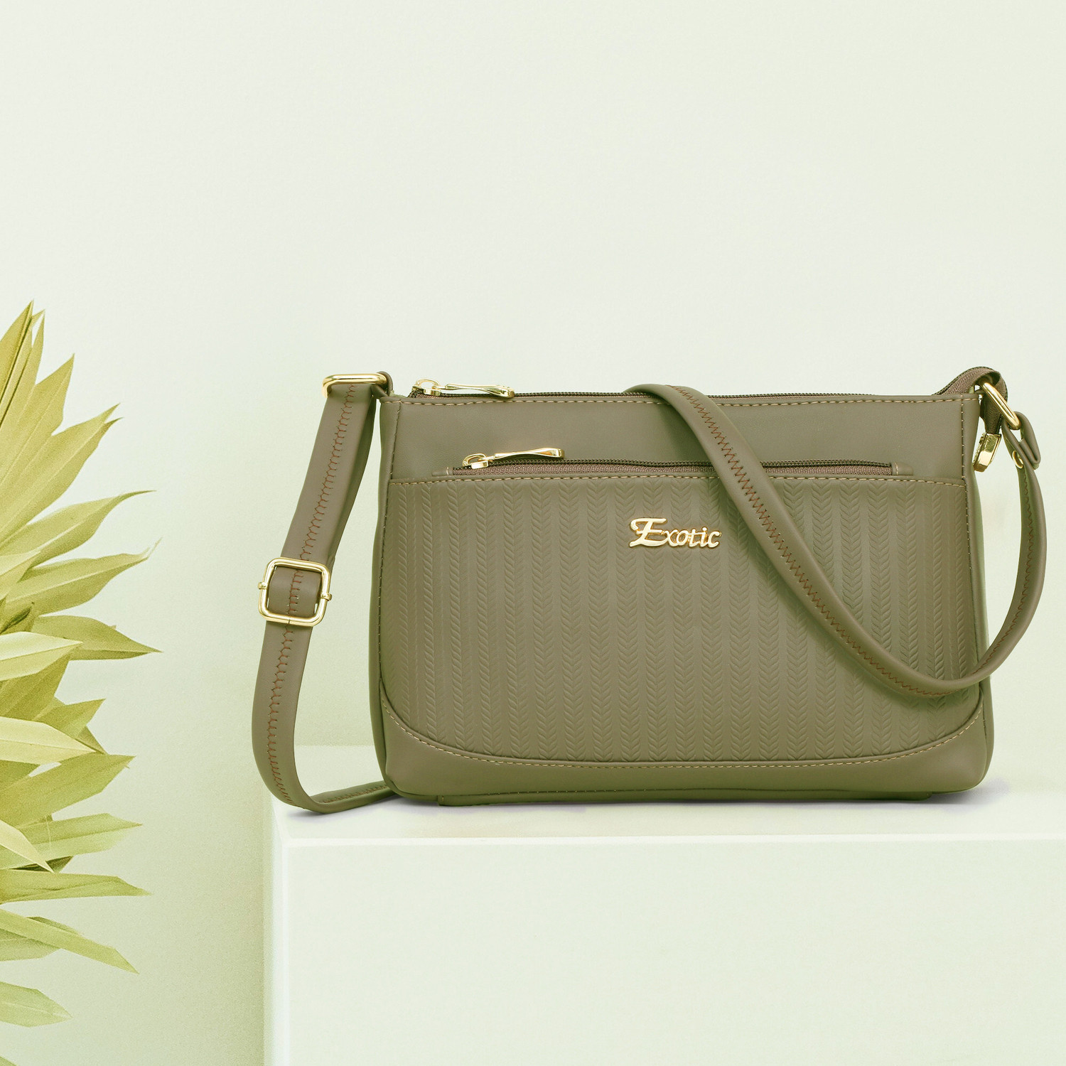 Image of Exotic Khaki Sling Bag Pop colour Sling bag