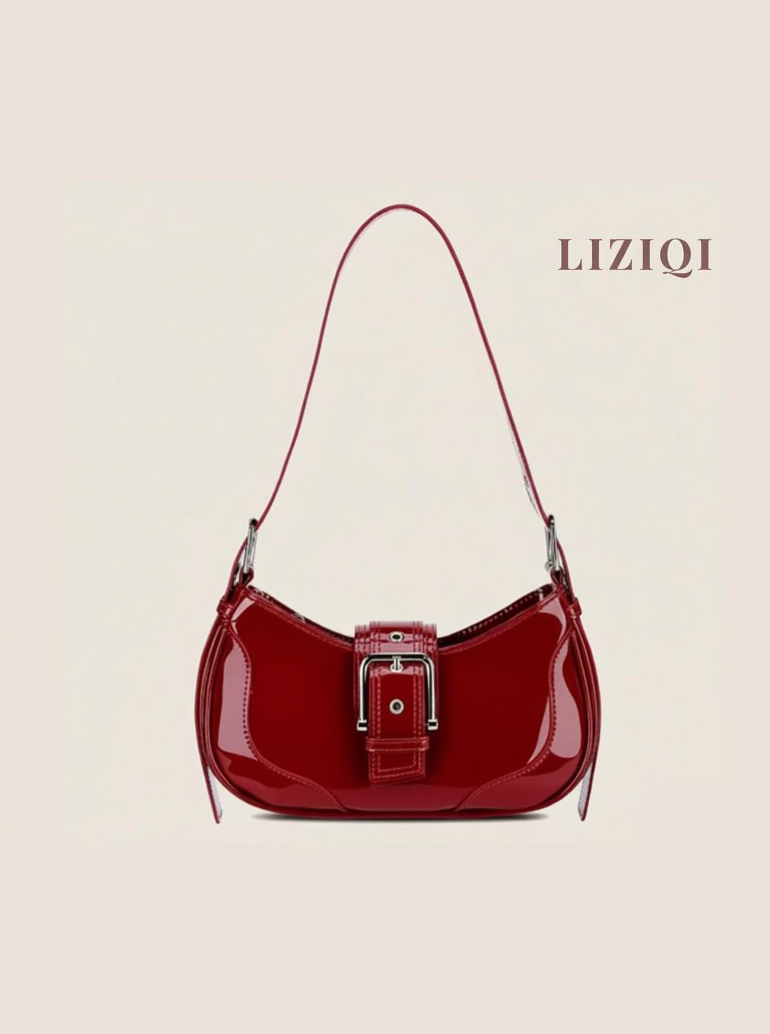 Image of LIZIQI Red Sling Bag Sling bag for women Half moon Trendy Korean design