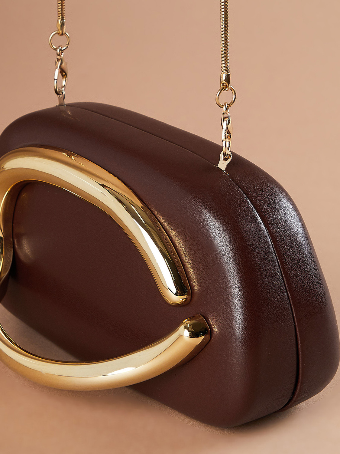 Image of CODE by Lifestyle Brown Clutch Box Clutch with Strap