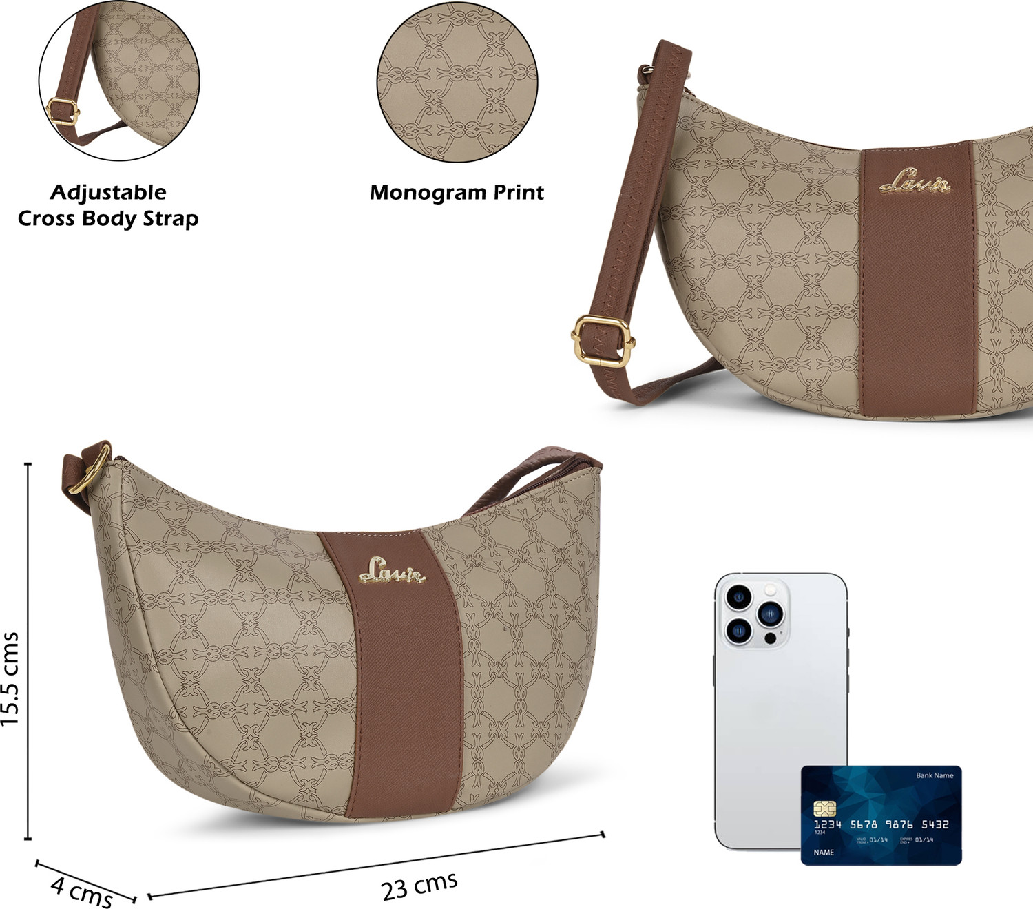 Image of LAVIE Beige Sling Bag Mono Bonnie