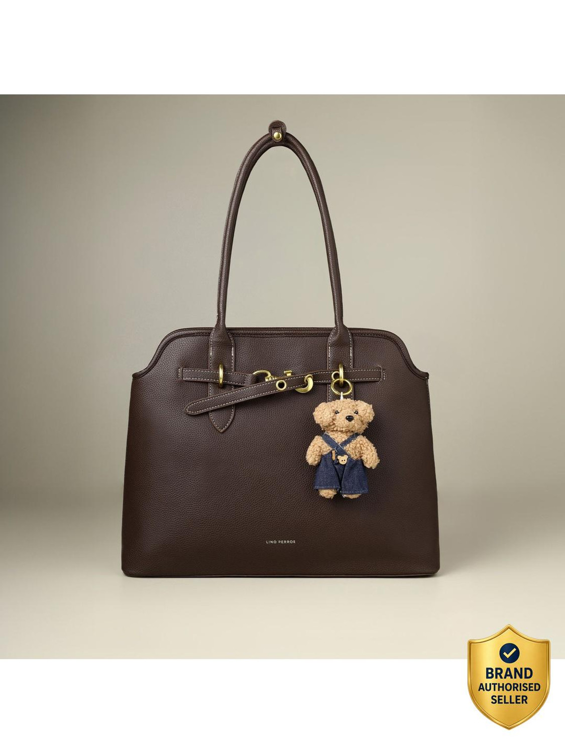 Image of LINO PERROS Brown Tote Avril Ivory
