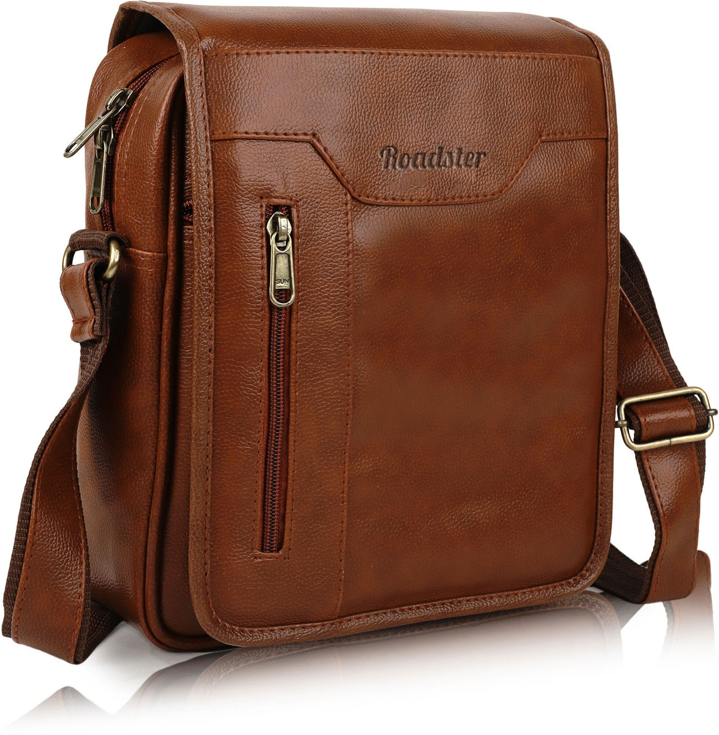 Image of Roadster Tan Sling Bag Vegan Leather sling bag for men