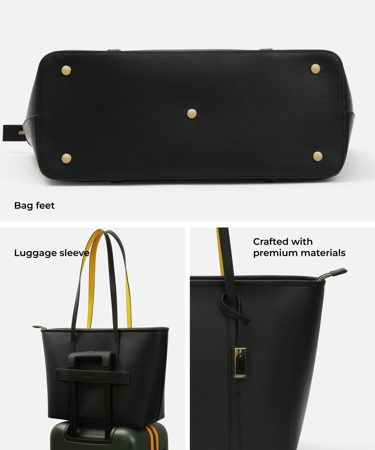Image of Mokobara Black, Yellow Messenger Bag The Astrid Tote