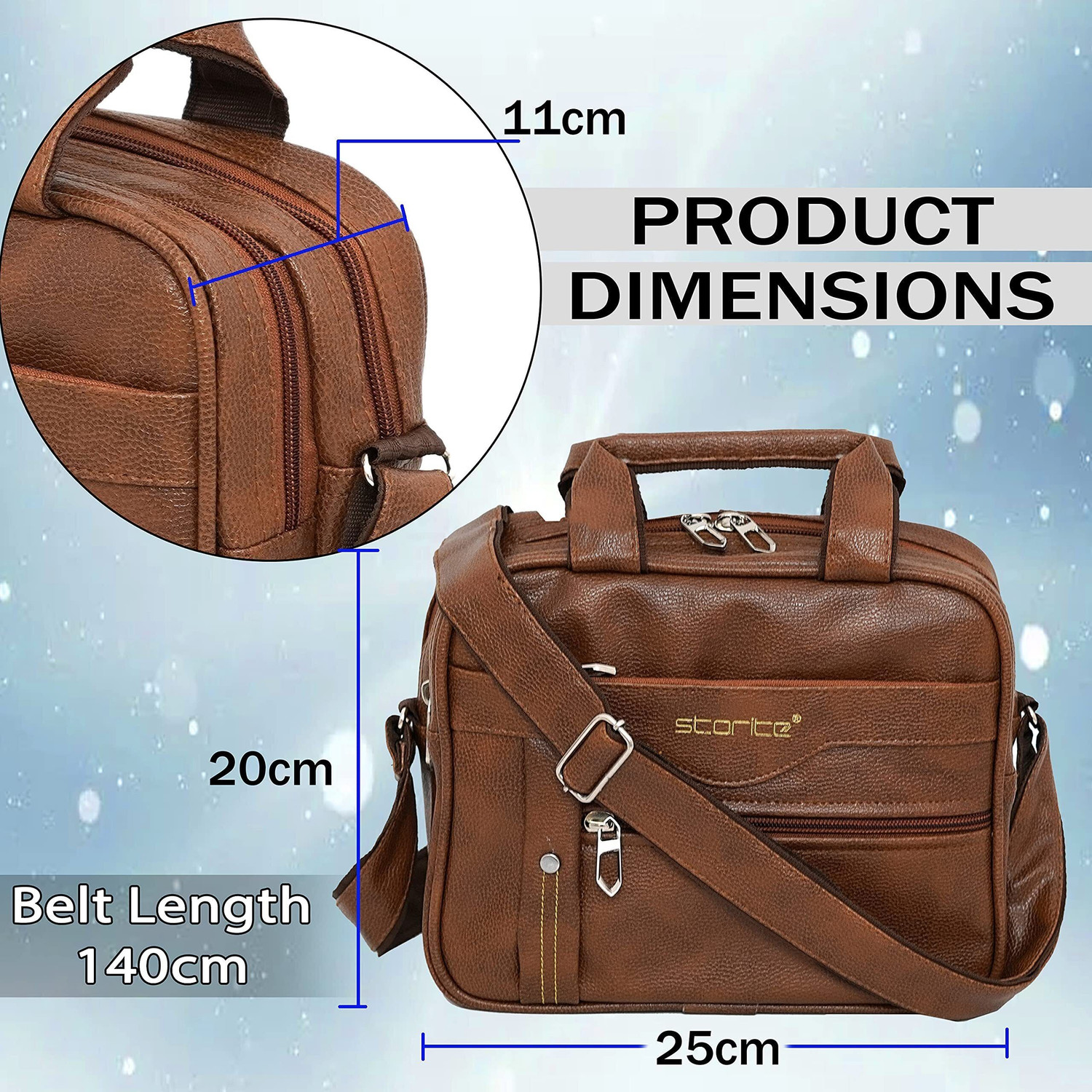 Image of STORITE Brown Sling Bag Stylish Small PU Leather Sling Cross Body Travel Office One Side Shoulder Bag