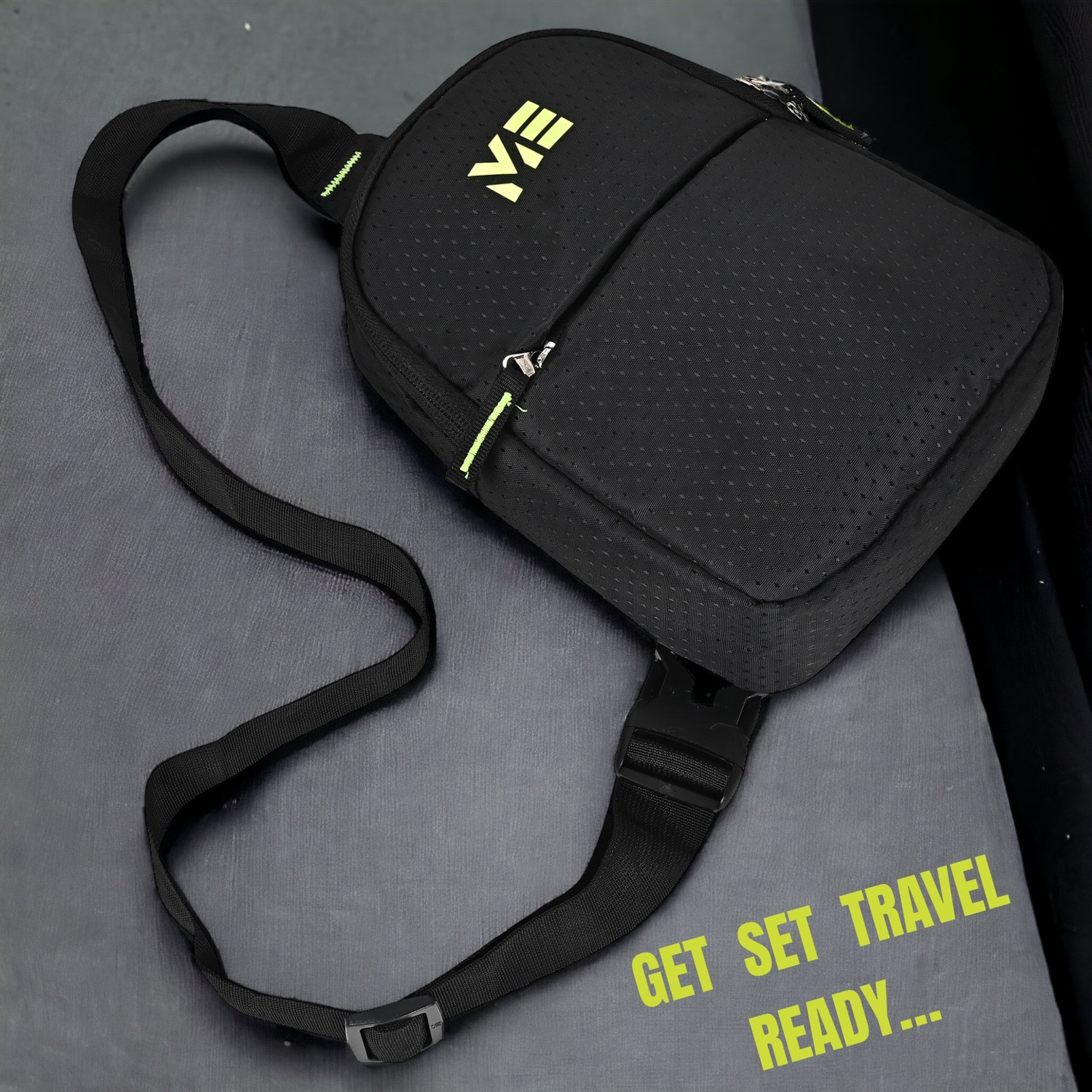 Image of Lappee Black Men Sling Bag Tourister chest shoulder Sling bag for men Travel side crossbody Sports bag.