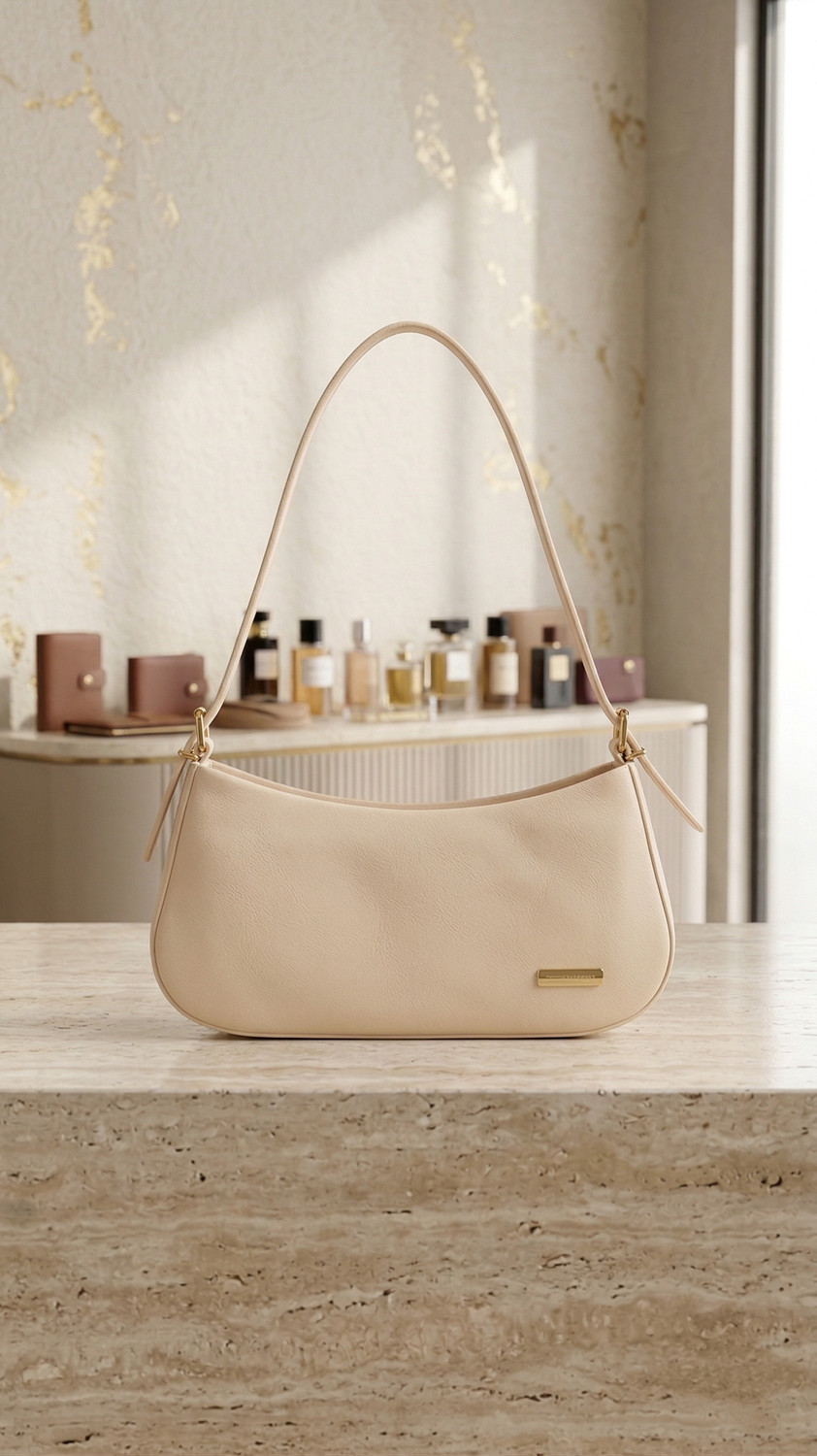 Image of Apro Beige Hand-held Bag Elegant Minimalist BEIGE Shoulder Bag for Women
