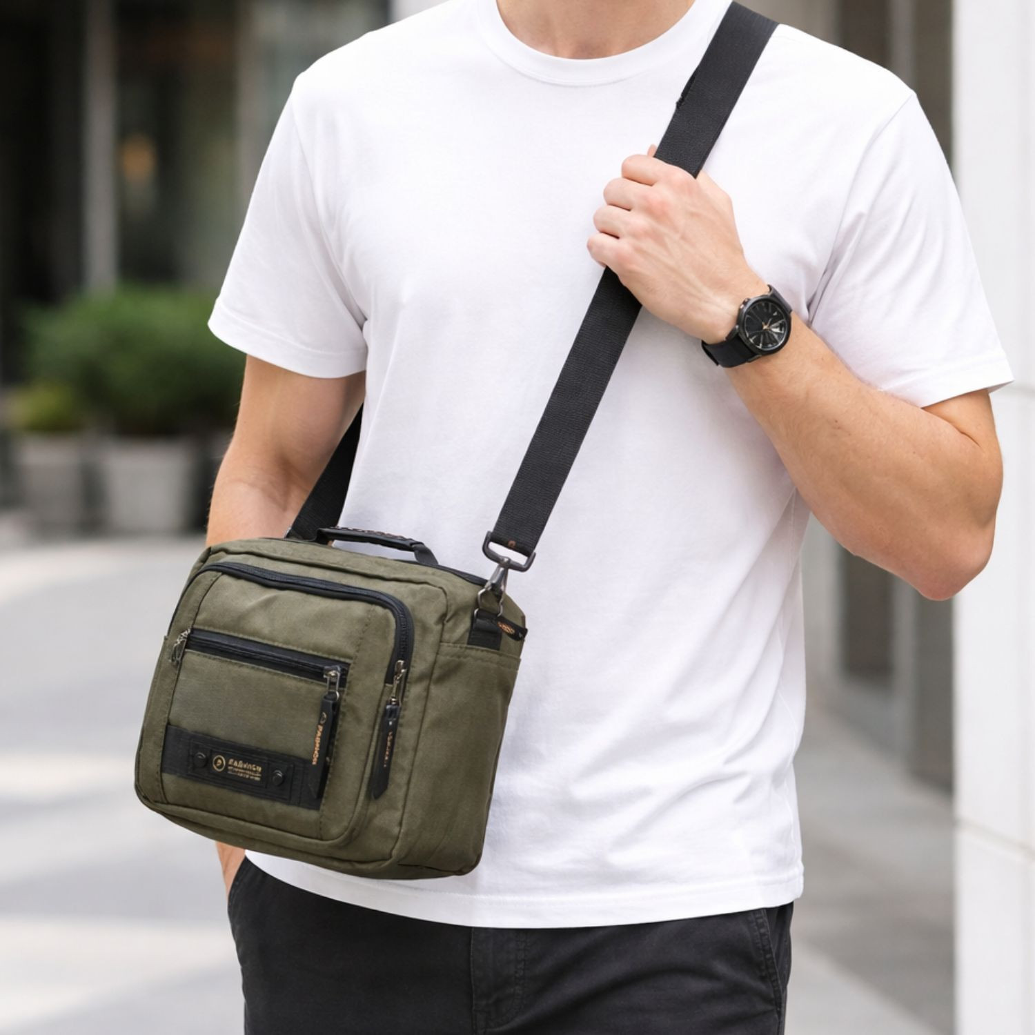 Image of MENSCH Green Sling Bag SLING BAG