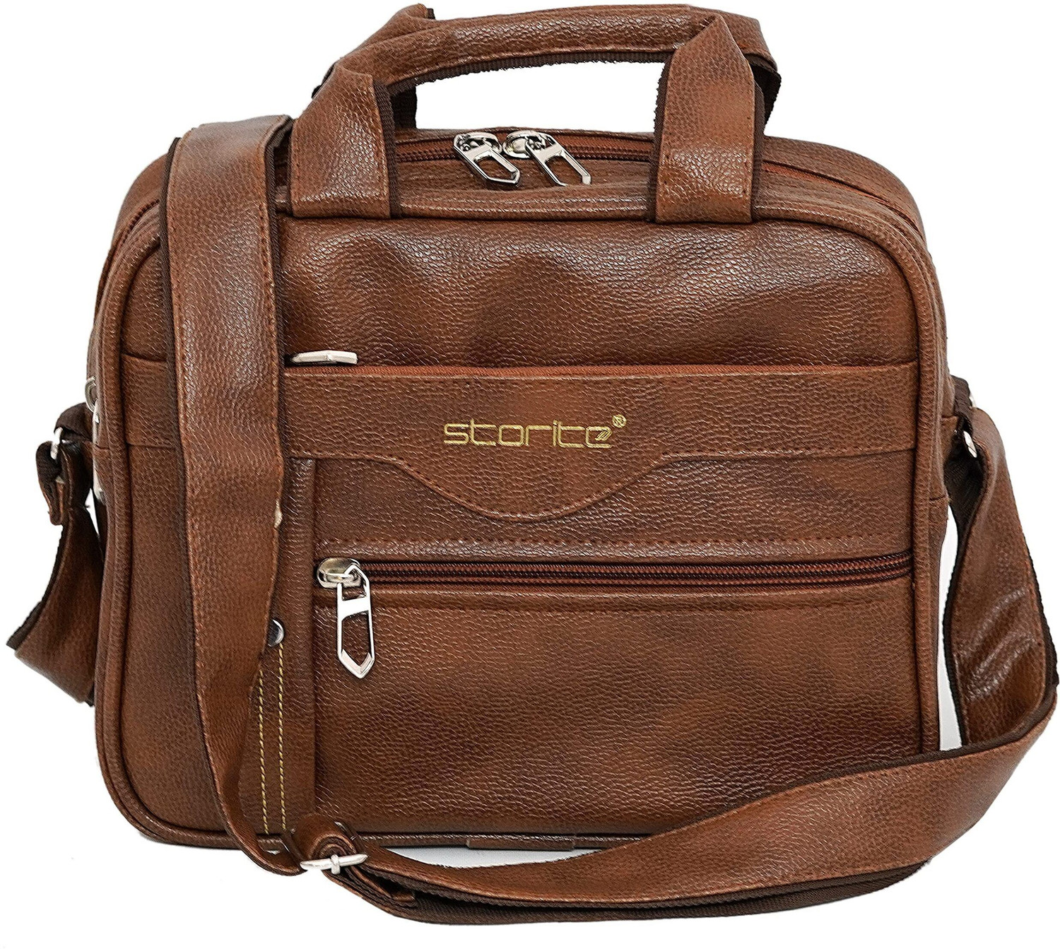 Image of STORITE Brown Sling Bag Stylish Small PU Leather Sling Cross Body Travel Office One Side Shoulder Bag