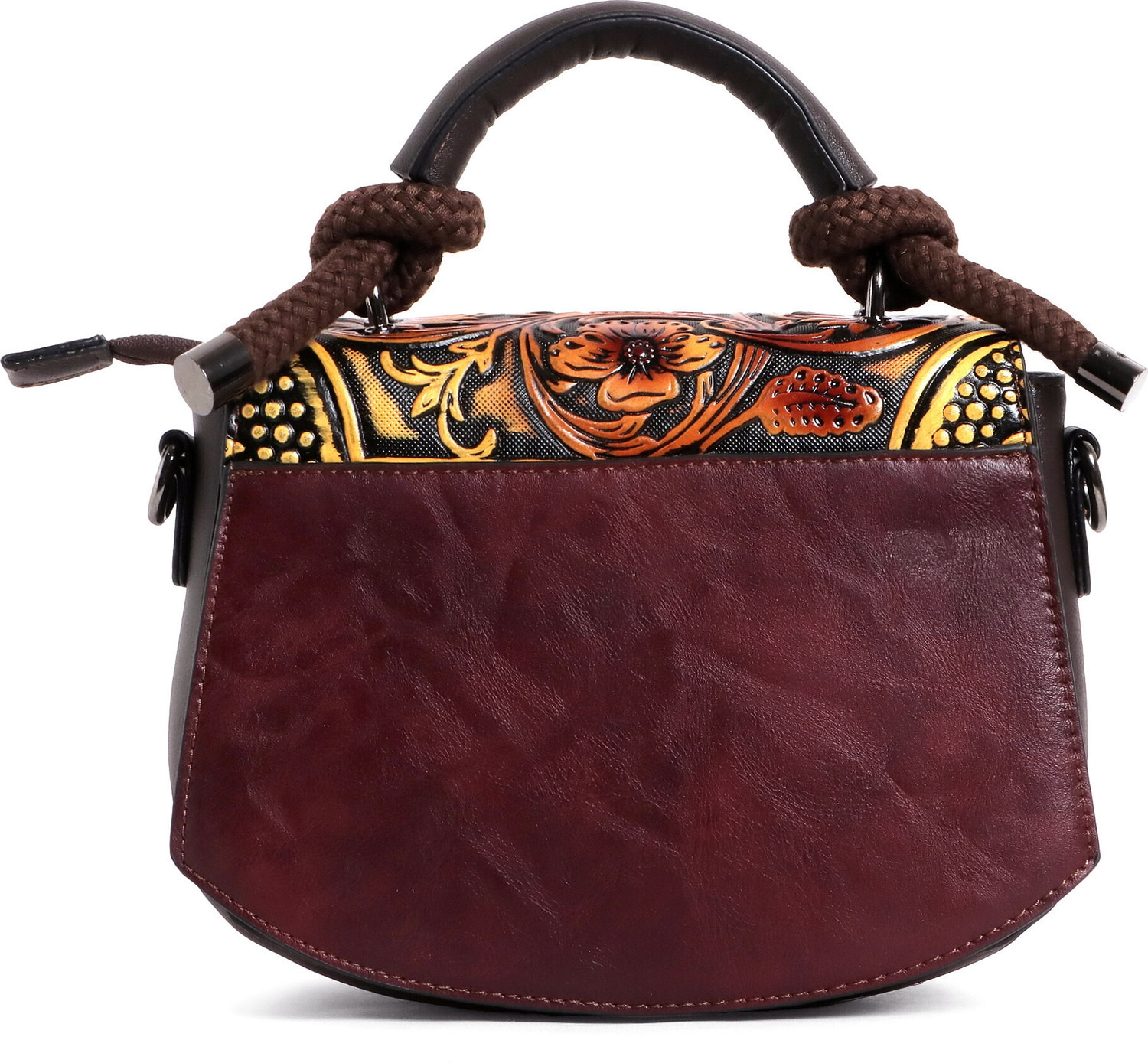 Image of Exotic Maroon Satchel Vintage Floral embossed graphics Sling Bag