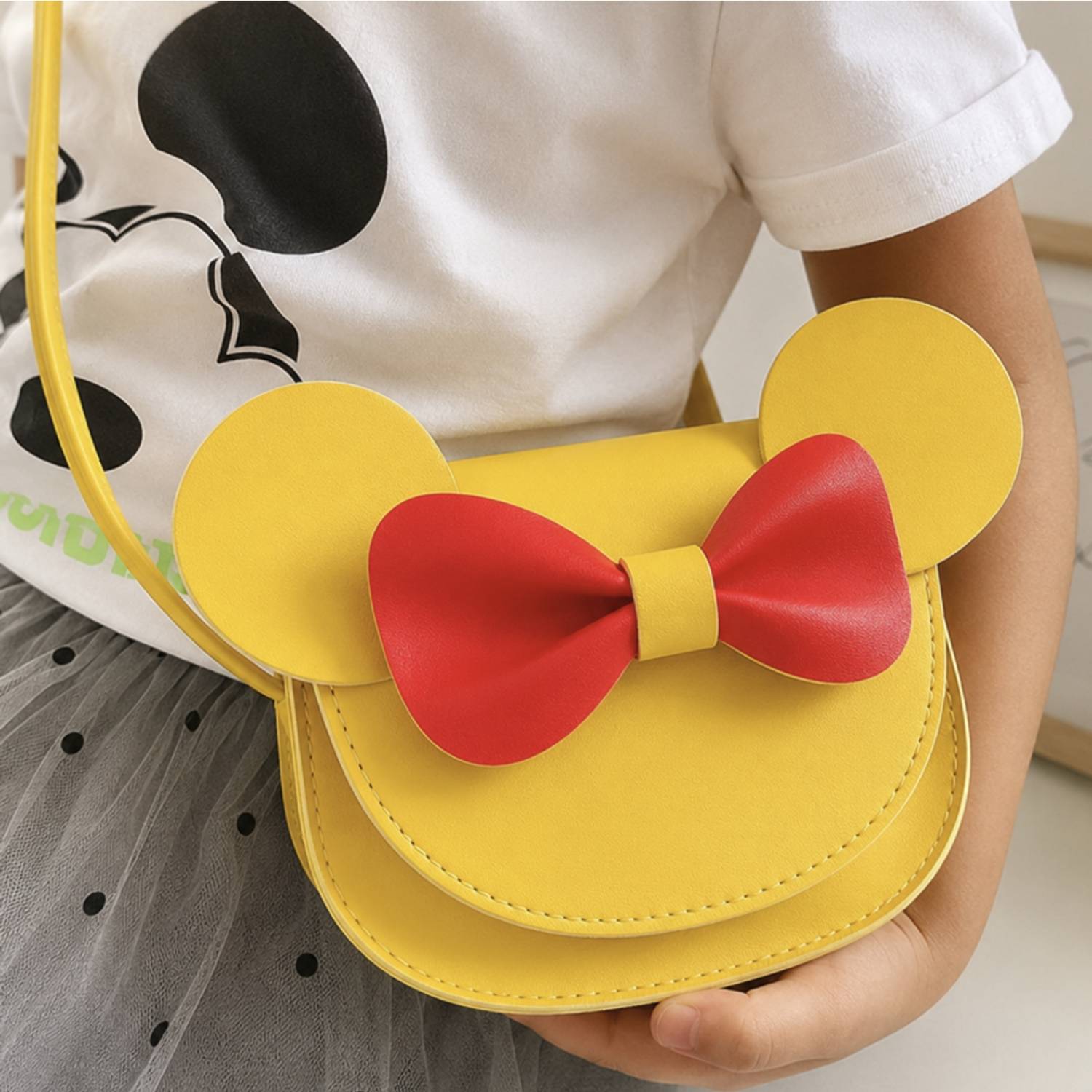 Bembika Yellow Sling Bag Trendy Colorful And Stylish Crossbody Small Sling Backpack Teddy Bear Design