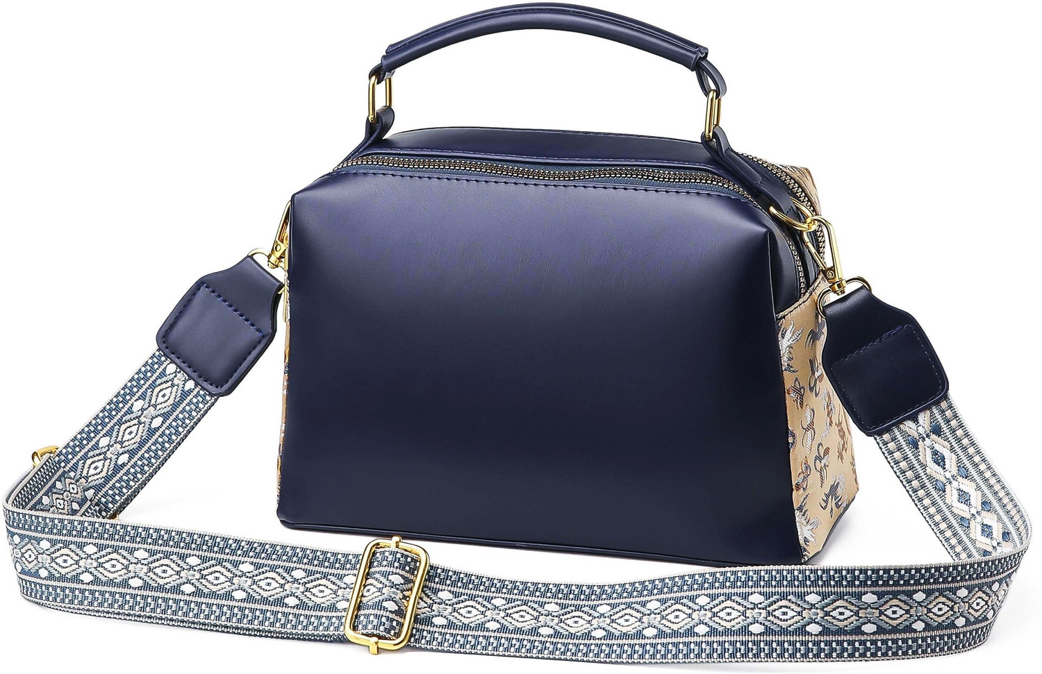 Image of Diva Dale Gold, Blue Sling Bag Stylish Trendy Premium Party-Wear Monogram Embroidery