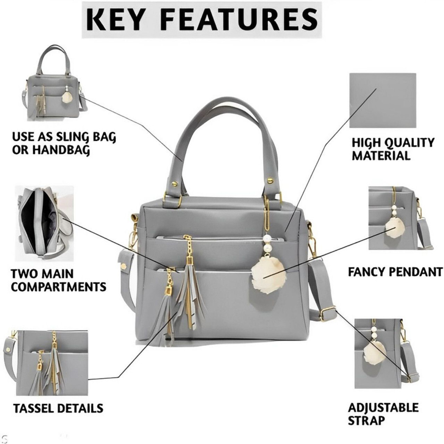 Image of Cleto Grey Messenger Bag ALR2 GY