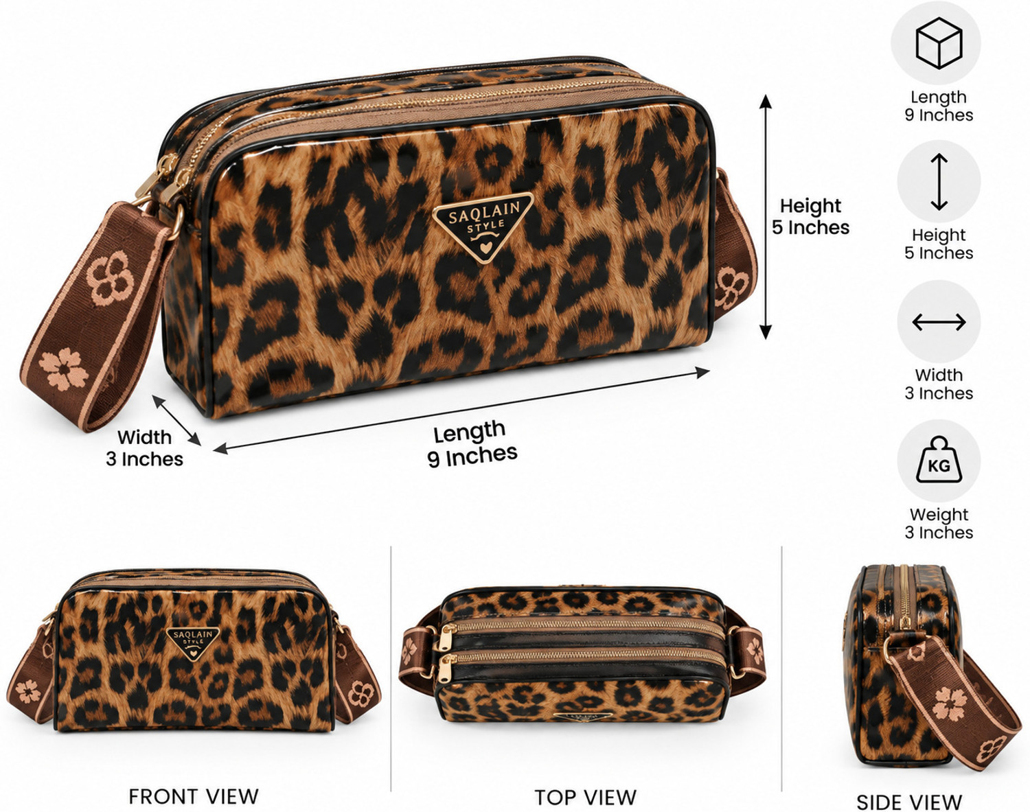 Image of BELLORAFASHION Tan Women Sling Bag Women's Leopard Print Sling Bag | Stylish Crossbody Shoulder Bag