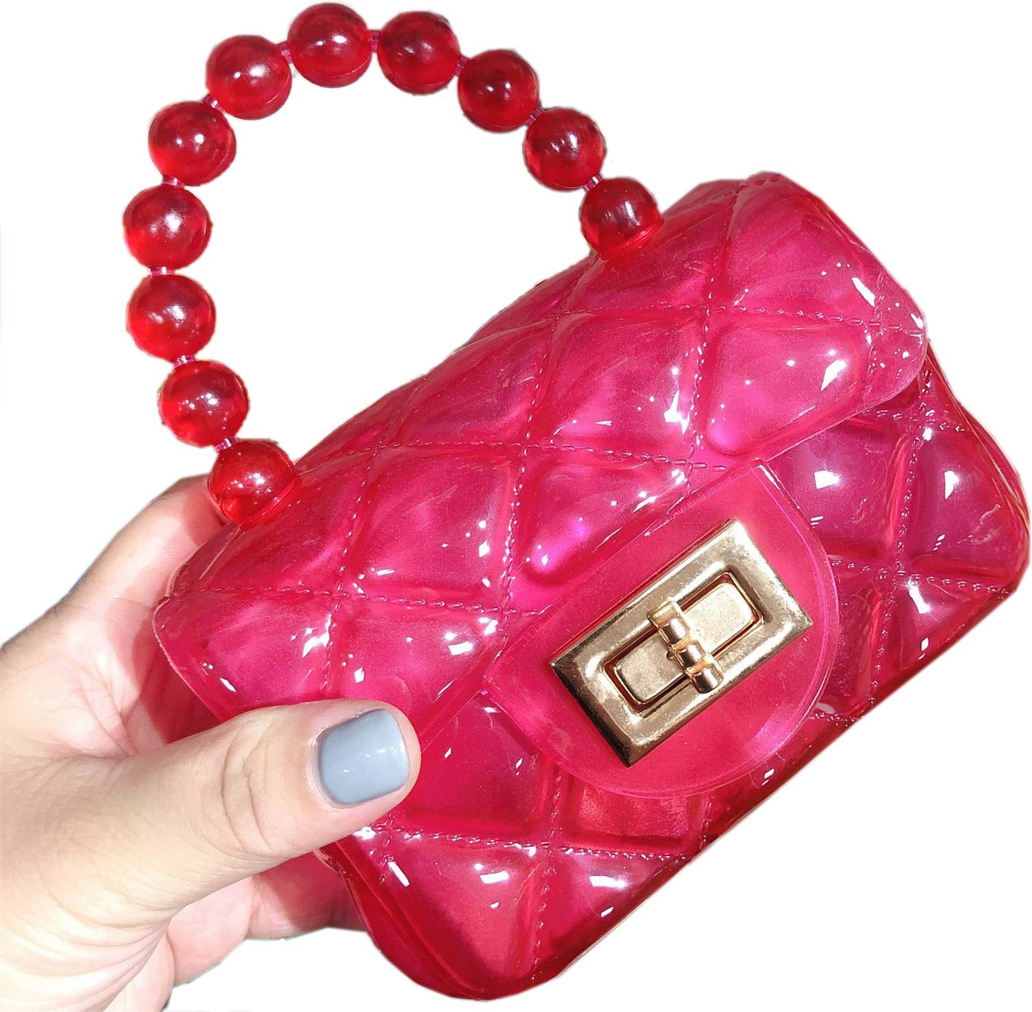 BABYMOON Red Sling Bag Kids Jelly Sling Purse Fashion Handbag (10x13x5 CM) – Red